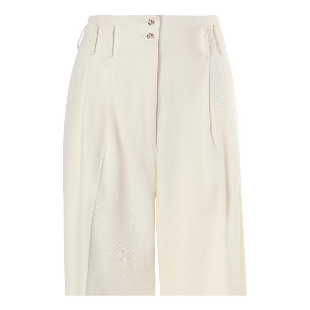 White Crêpe Trousers High-Waisted Straight Cut