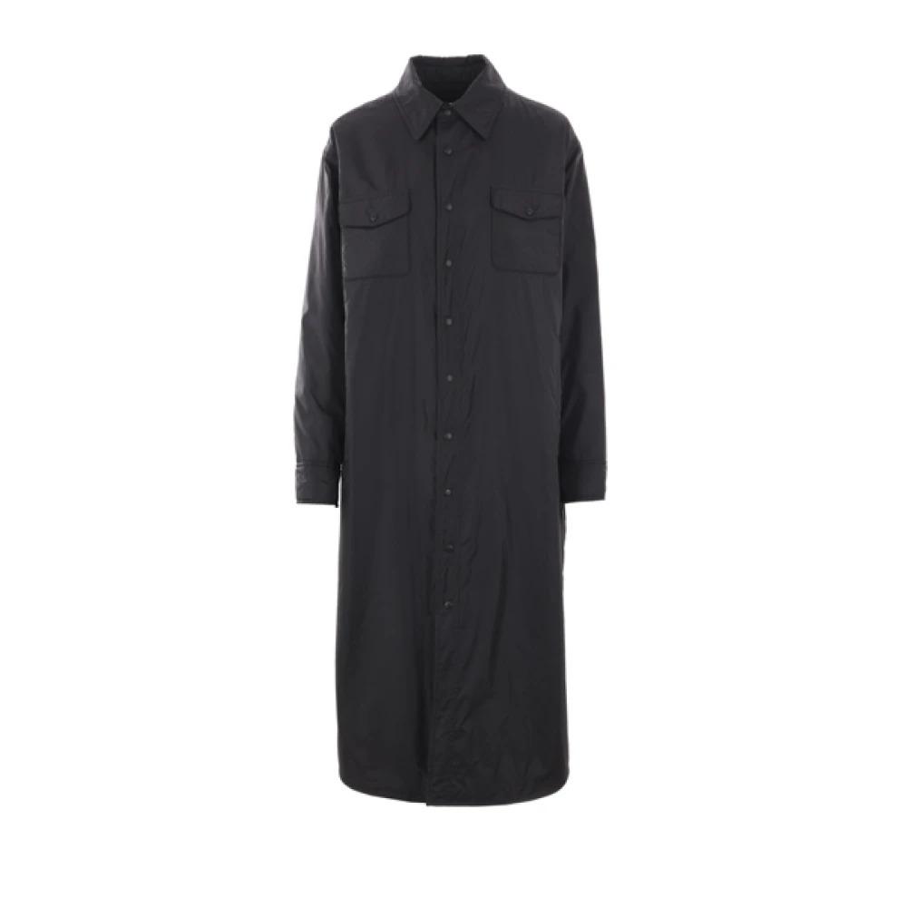 Black Long Nylon Coat with Thermore® Padding