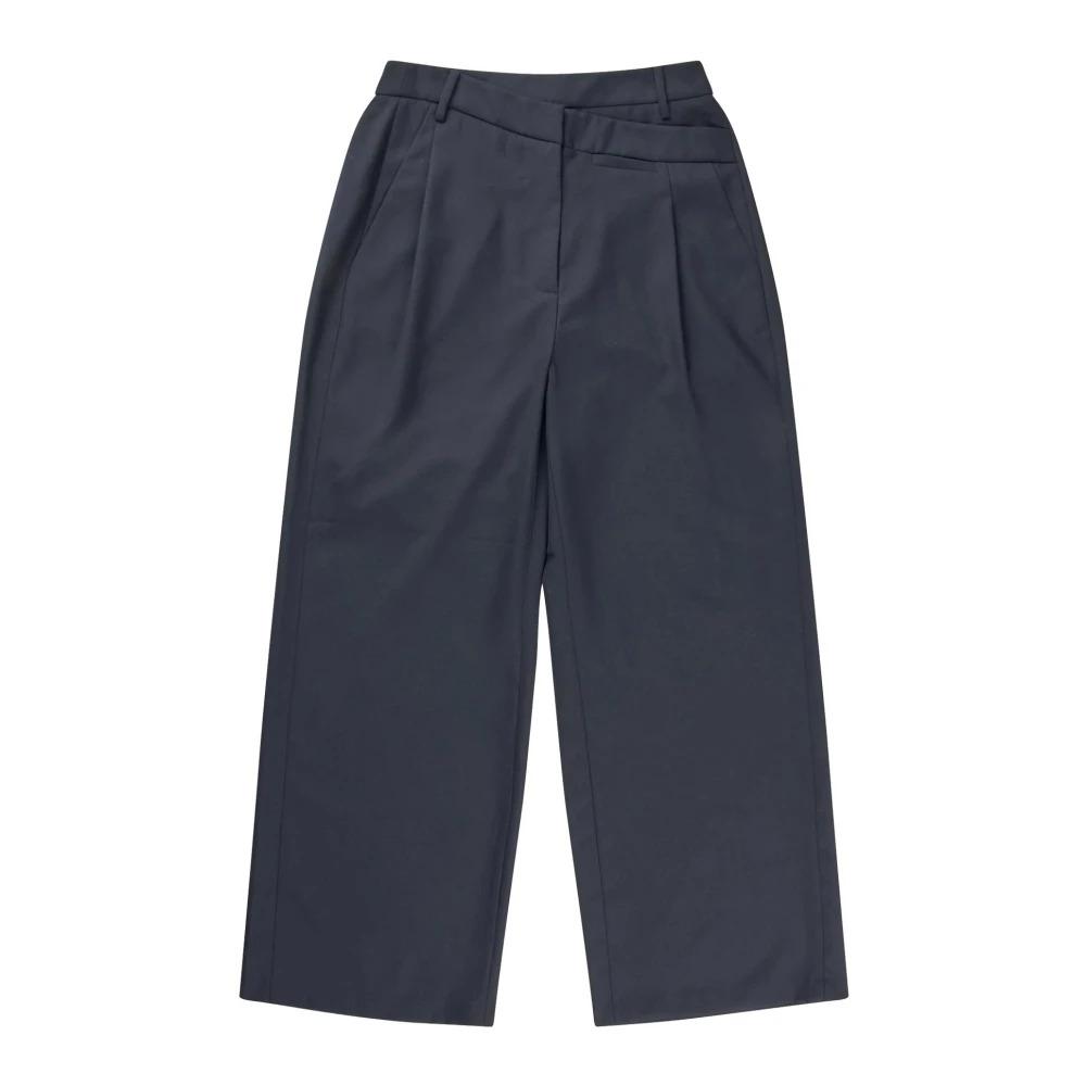 Elegant Navy Trousers with Waist Detail