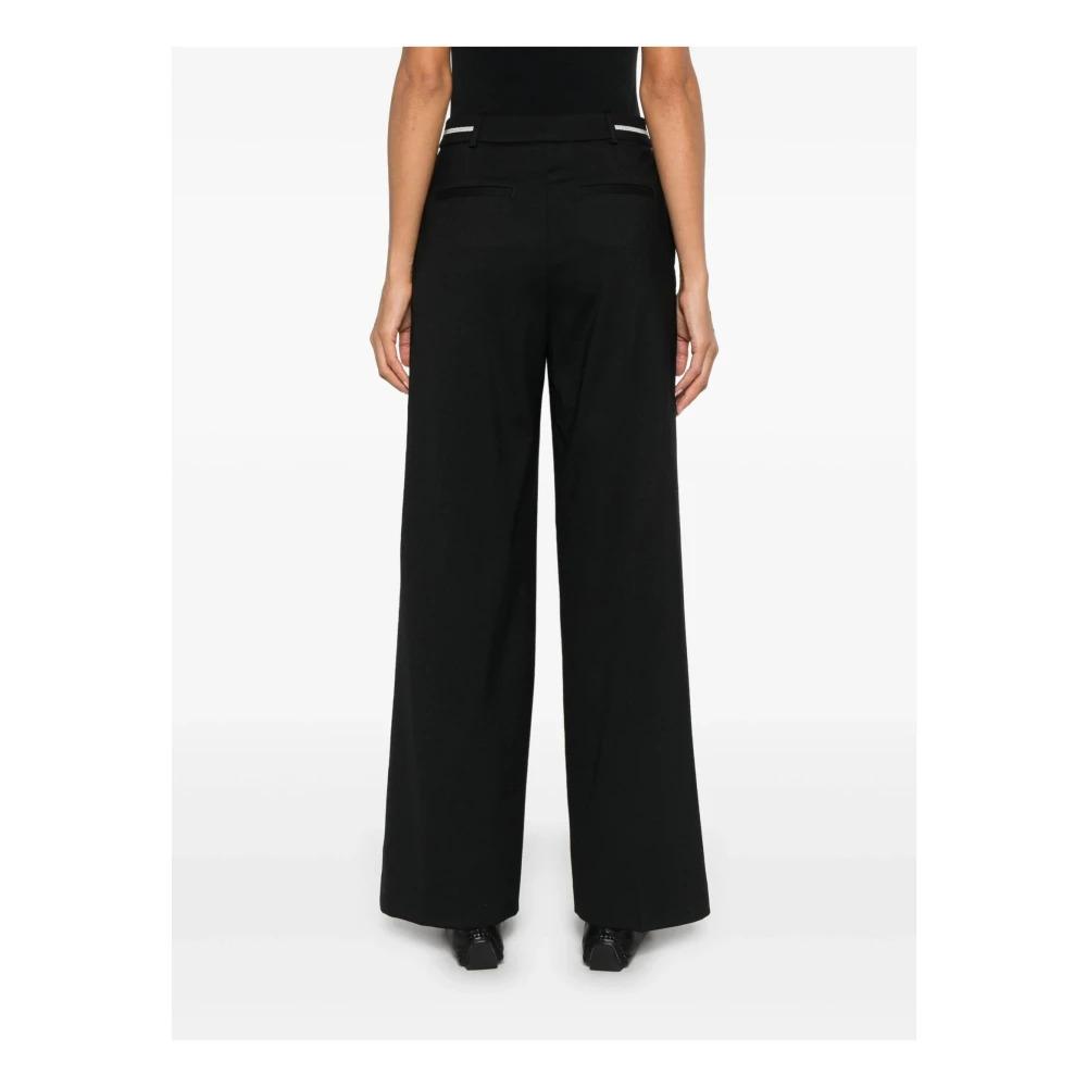 Black Wool Blend Straight Leg Trousers