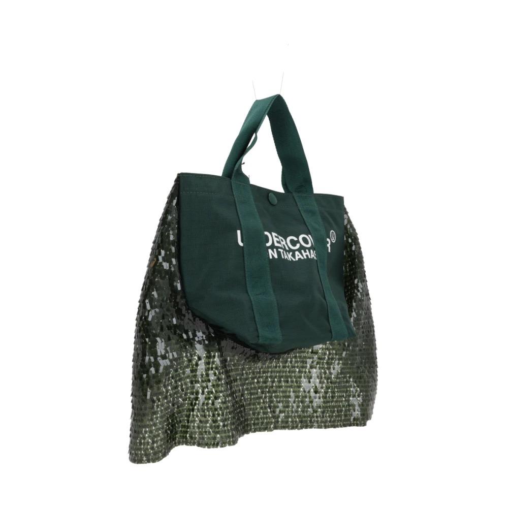 Green Tote Bag with Sequin Embroidery