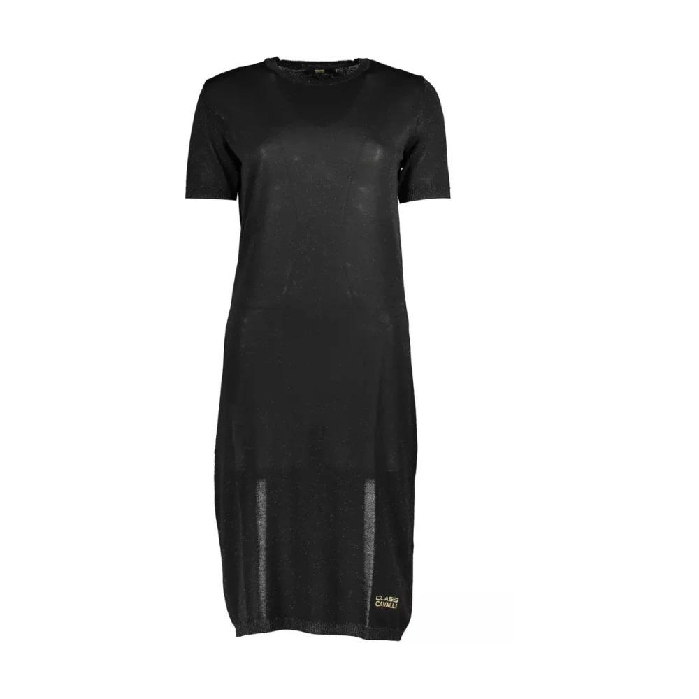 Short Sleeve Black Viscose Dress