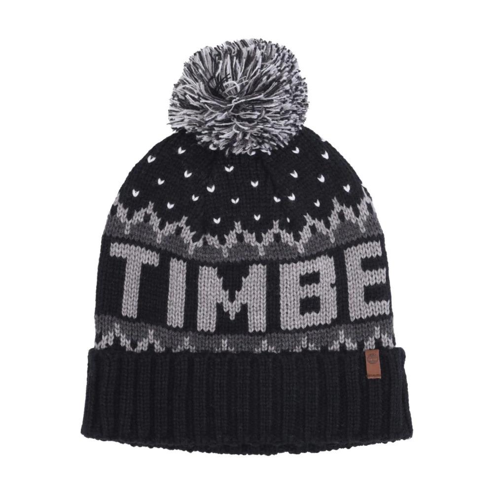 Black Knit Pom Pom Beanie Hat