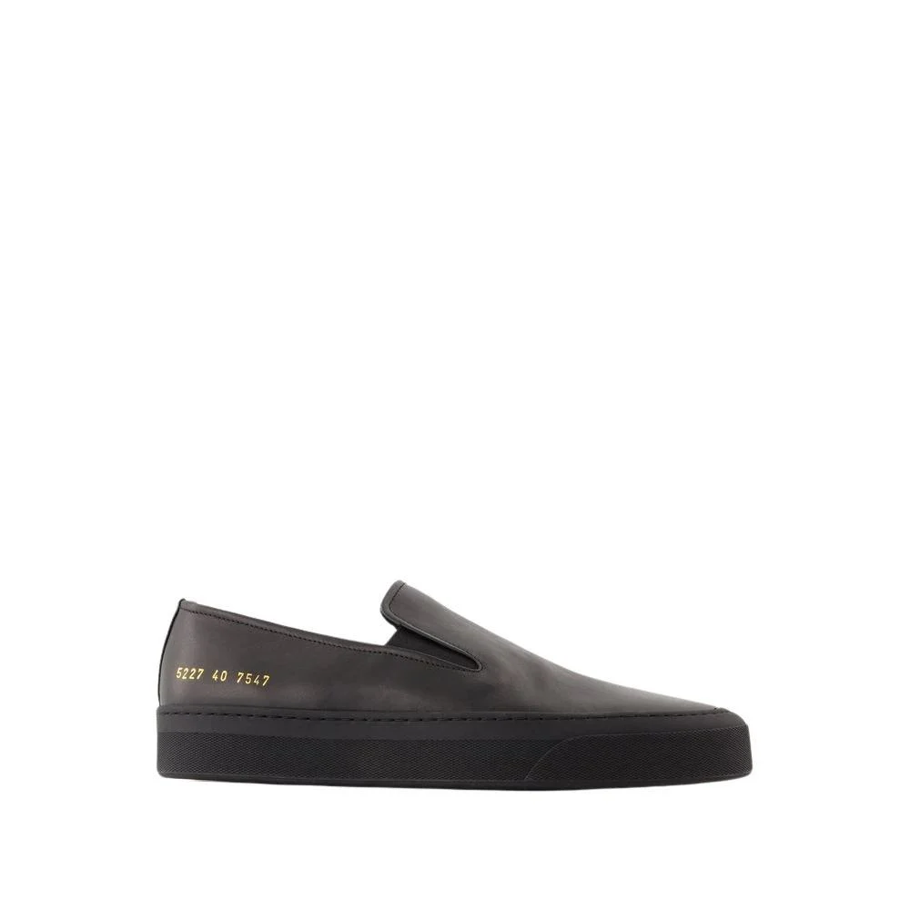 Black Leather Slip On Sneakers