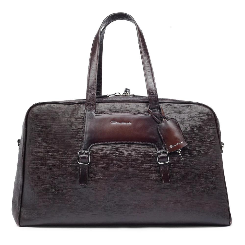 Elegant Embossed Leather Weekend Bag