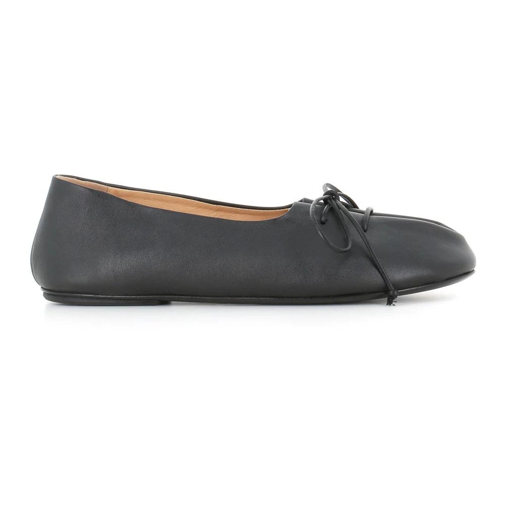 Black Leather Ballerina Shoes