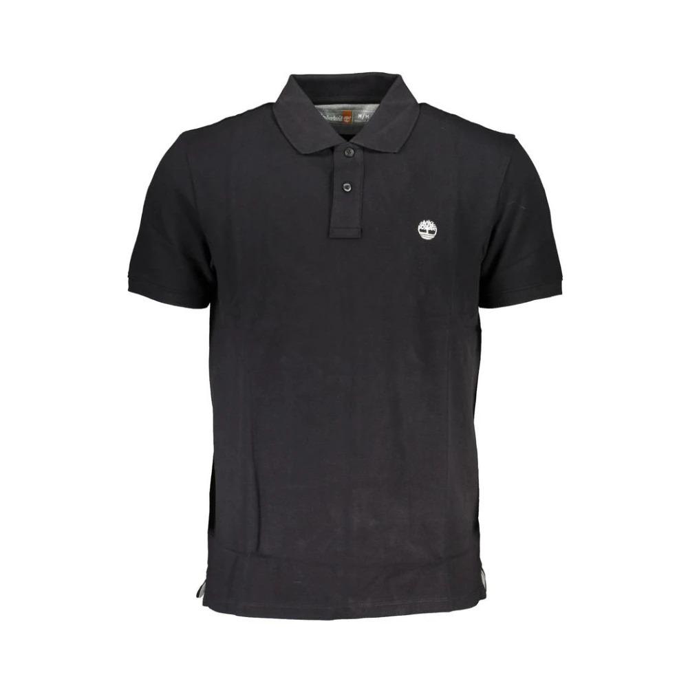 Black Cotton Polo Shirt with Short Sleeves