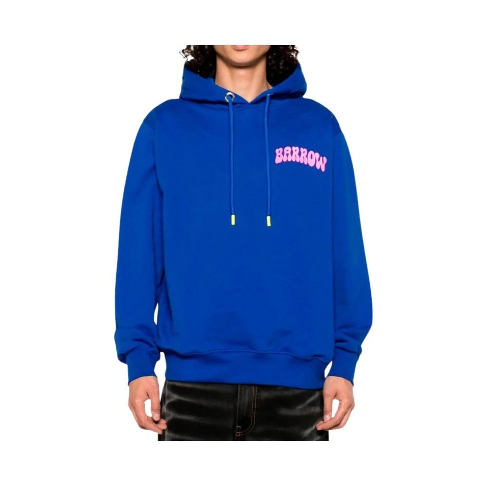 Blue Hooded Sweatshirt with Chest Letters and Back Design