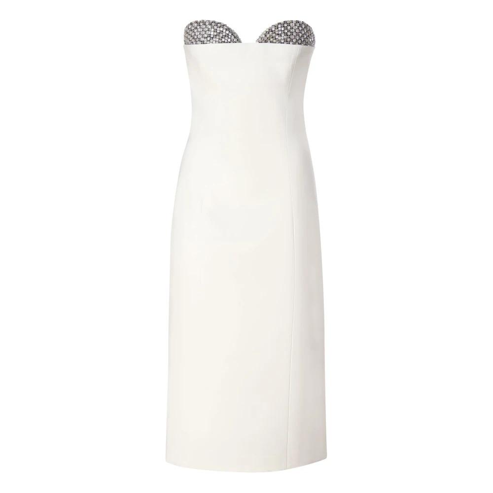 White Heart Neckline Longuette Dress