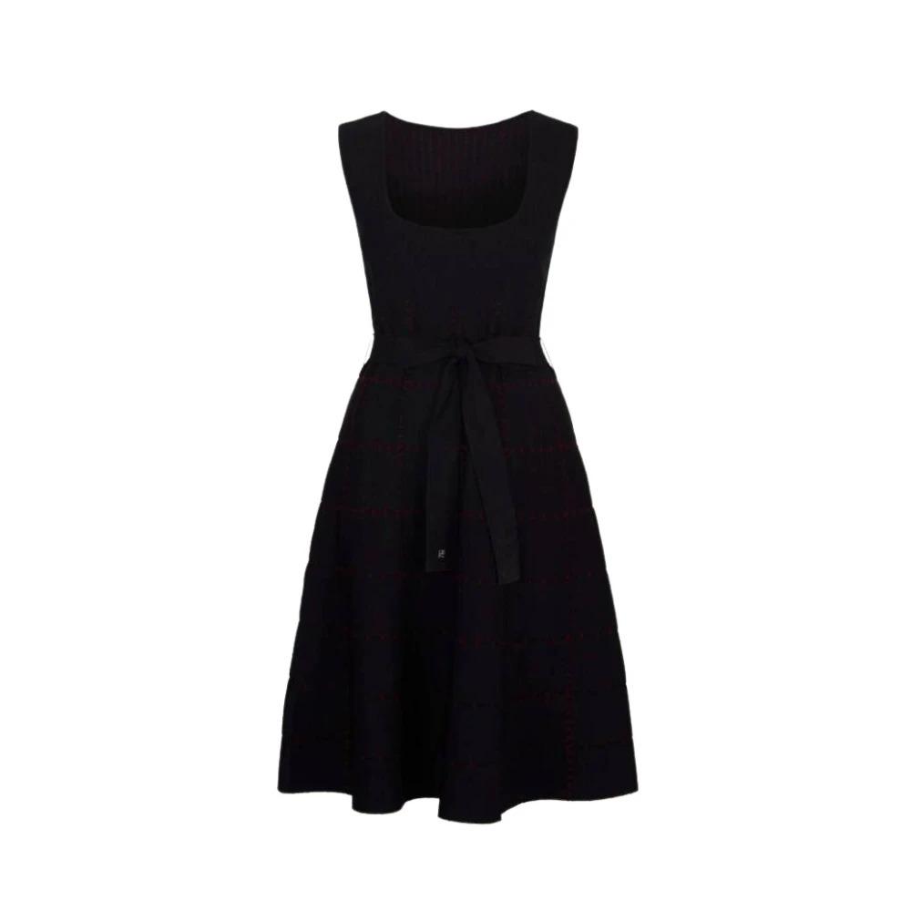 Jacquard Black Dress with Contrast Motifs