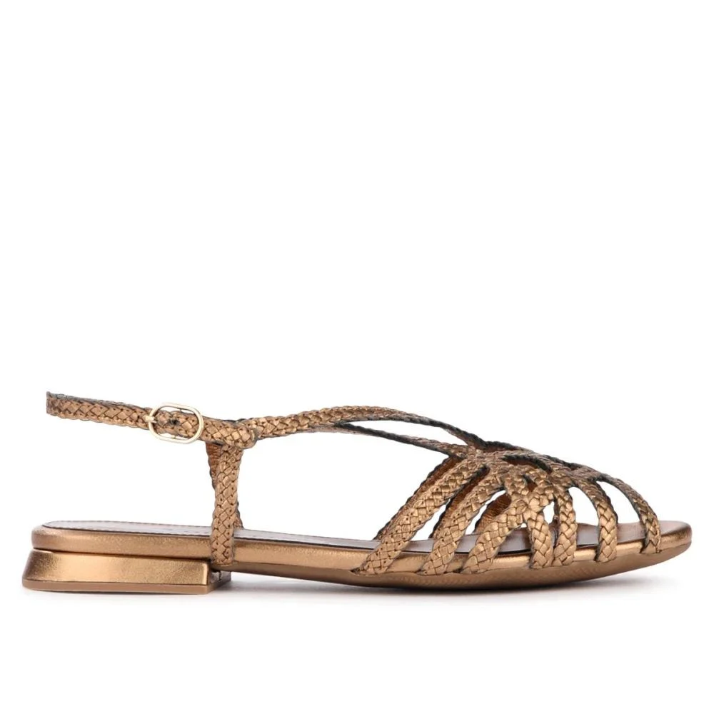 Bronze Woven Leather Sandal