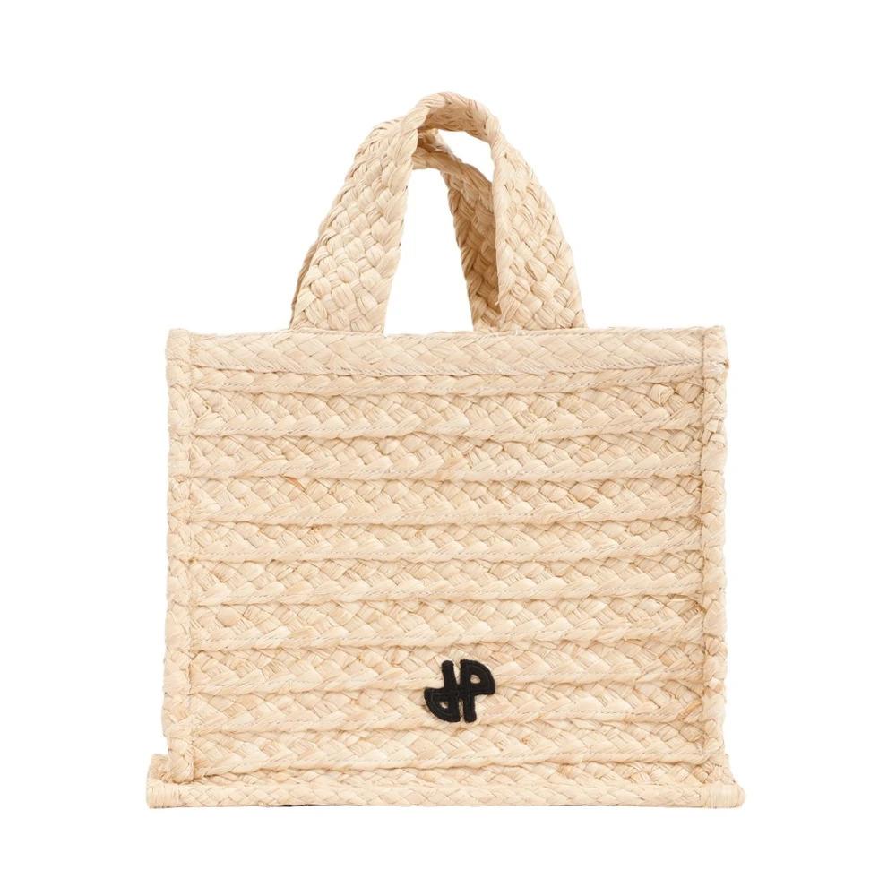 Beige Raffia Shopper Bag