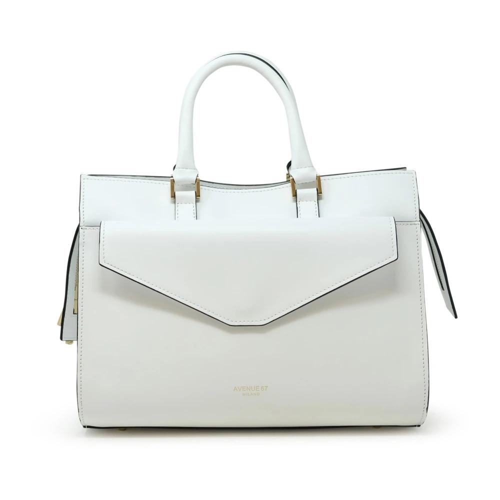 White Leather Shoulder Bag Thea