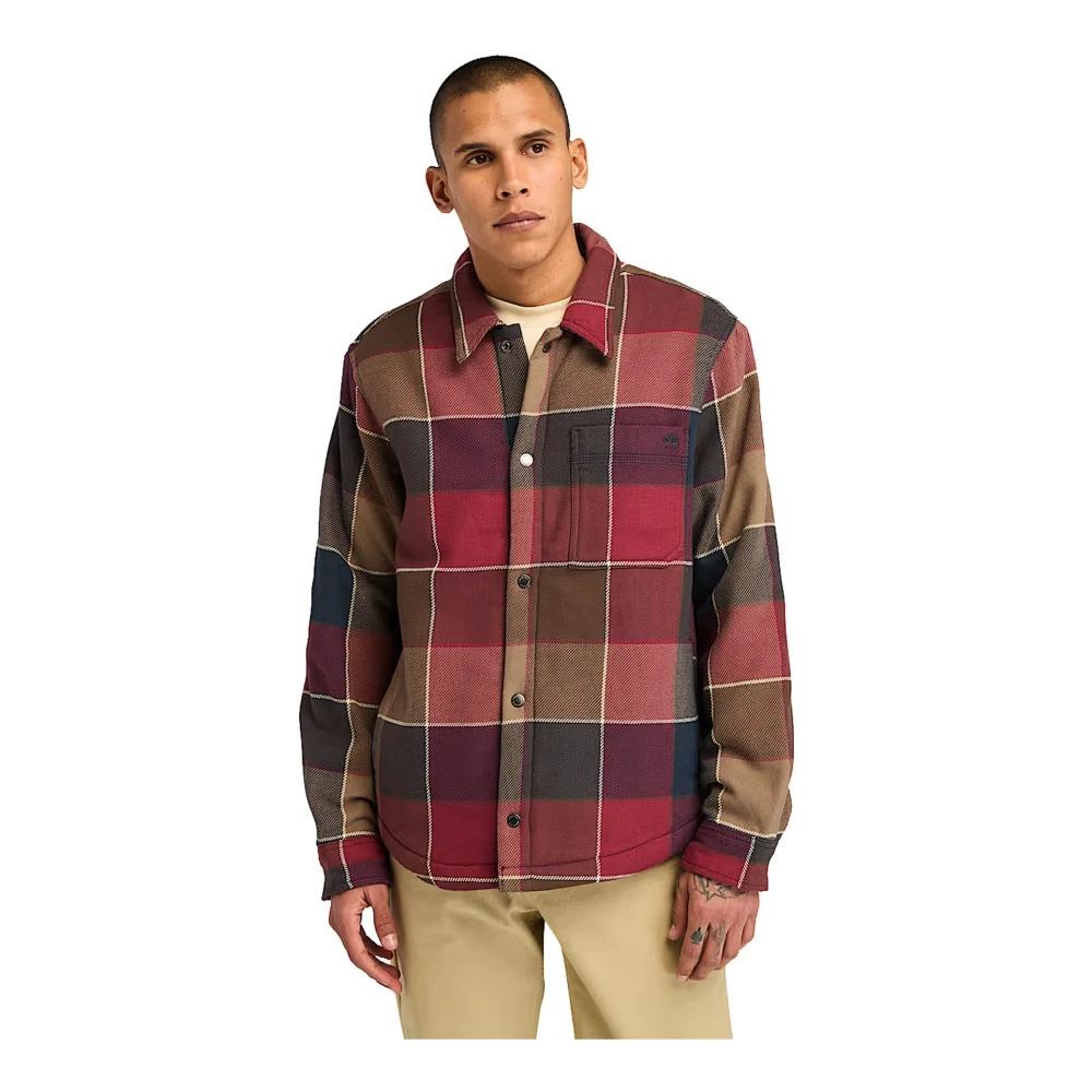 Red Checkered Fleece Lined Men's Shirt