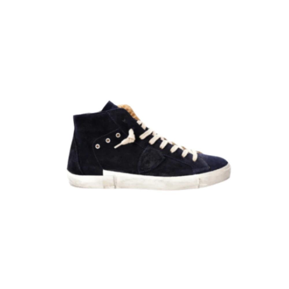 Blue High Top Sneakers Faux Fur Lining