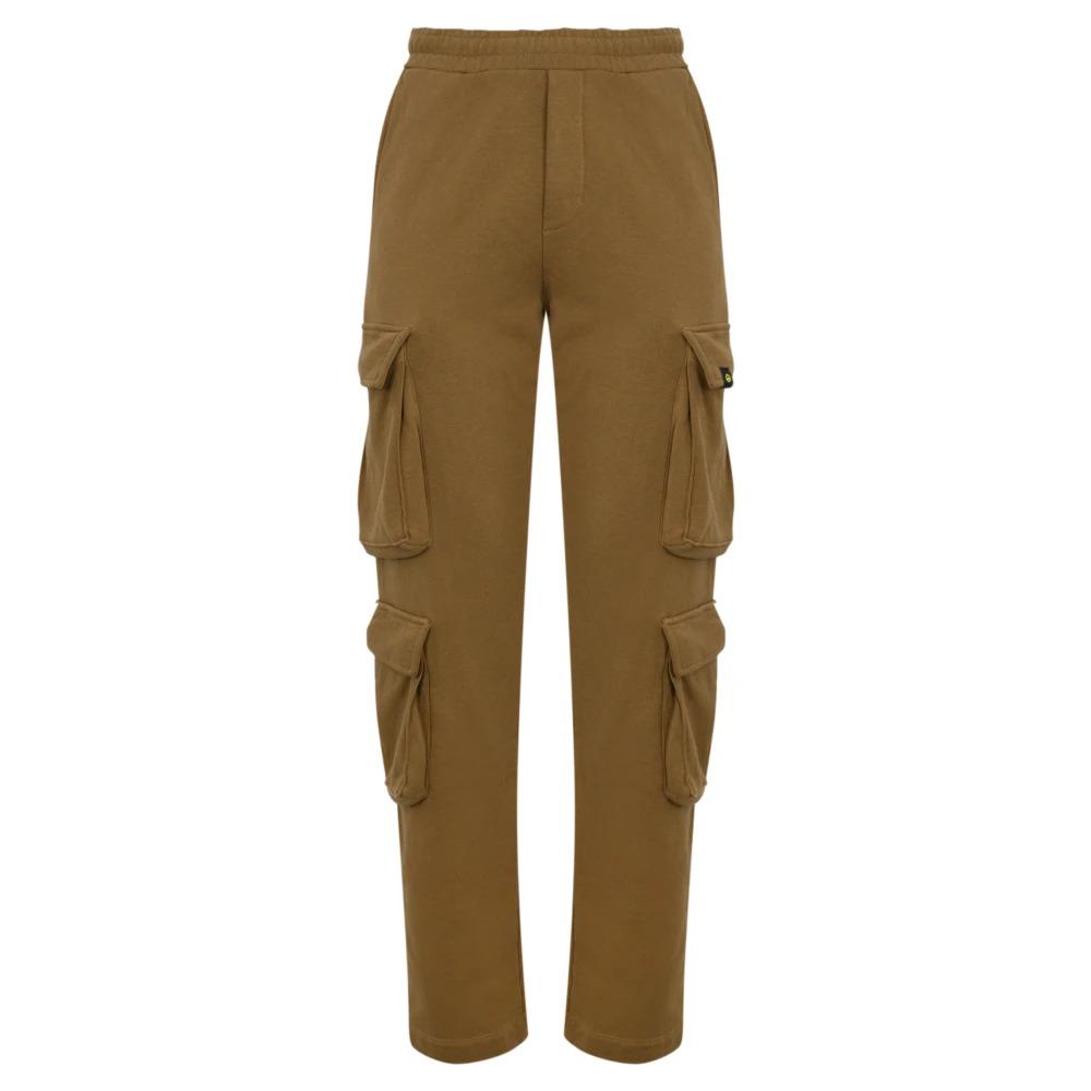 Cargo Cotton Trousers Brown Straight Fit