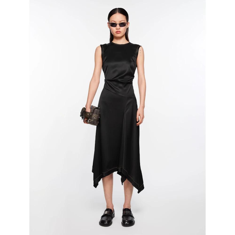 Black Satin Sleeveless Dress