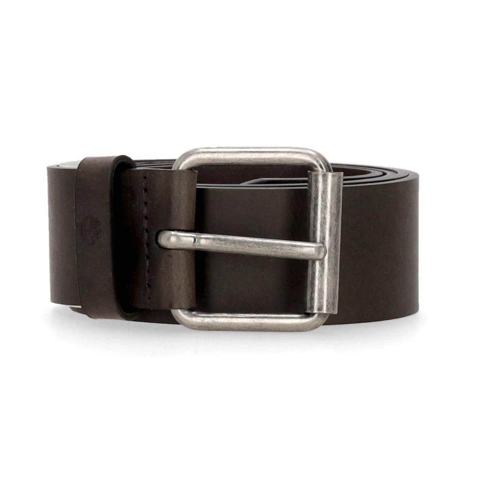 Dark Brown Leather Roller Buckle Belt