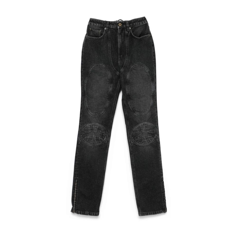 Black Denim Jeans with Padded Panels