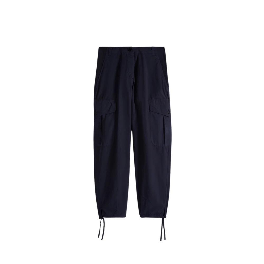 Navy Cargo Cotton Pants with Adjustable Cord