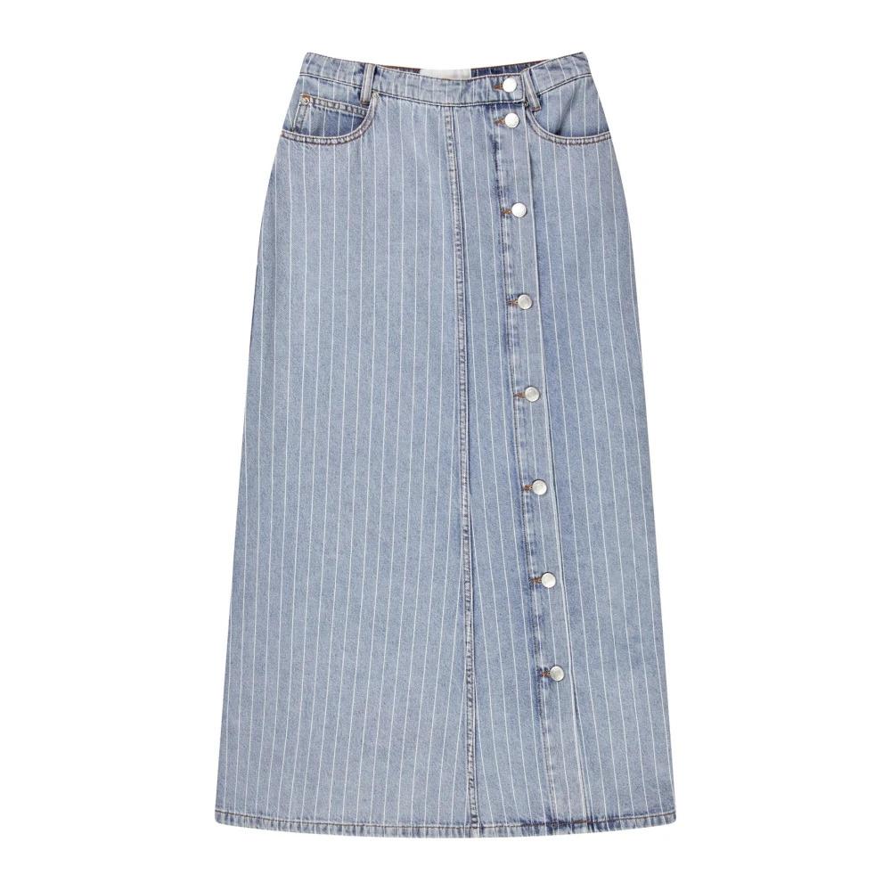 Denim Skirt with Elegant Pin Stripes