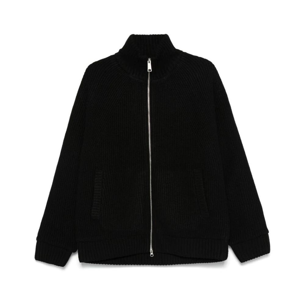 Black Knitted Zip-Up Jacket