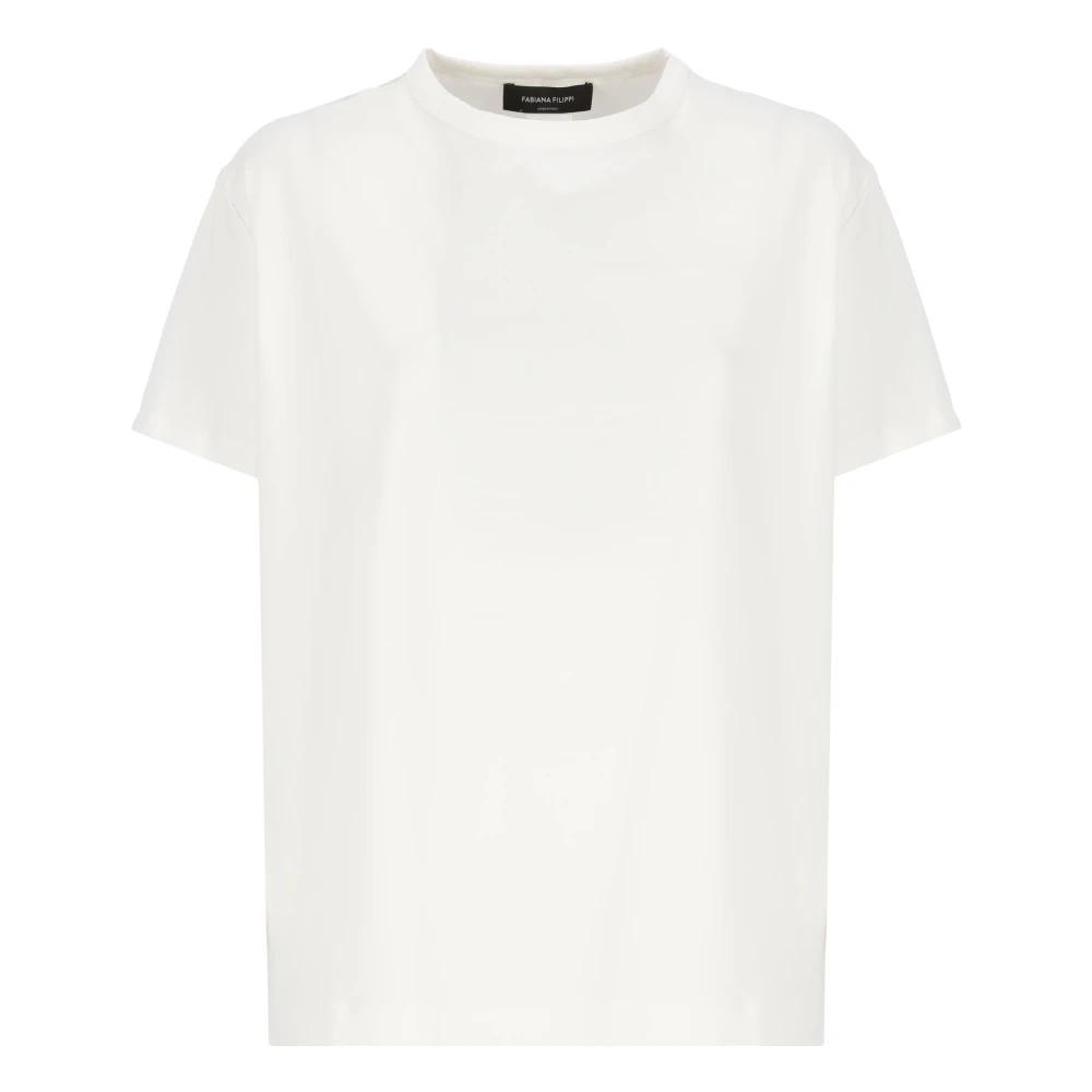 White Cotton T-shirt Crew Neck Short Sleeve