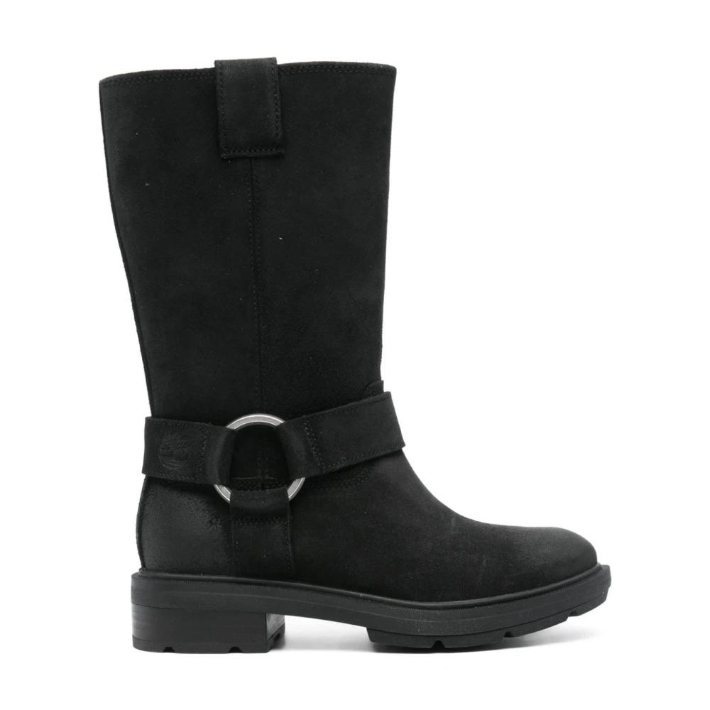 Black Suede Mid-Calf Boots