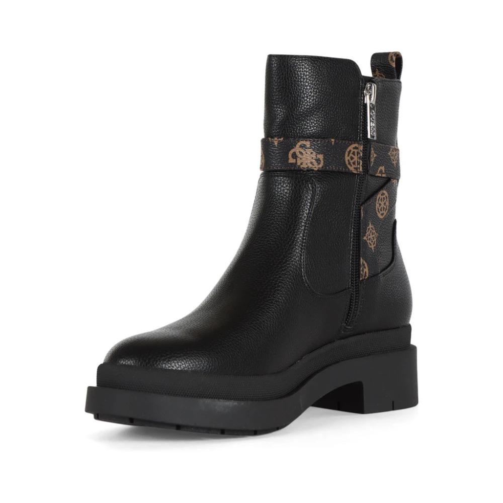 Eco-leather ankle boot with logo plate