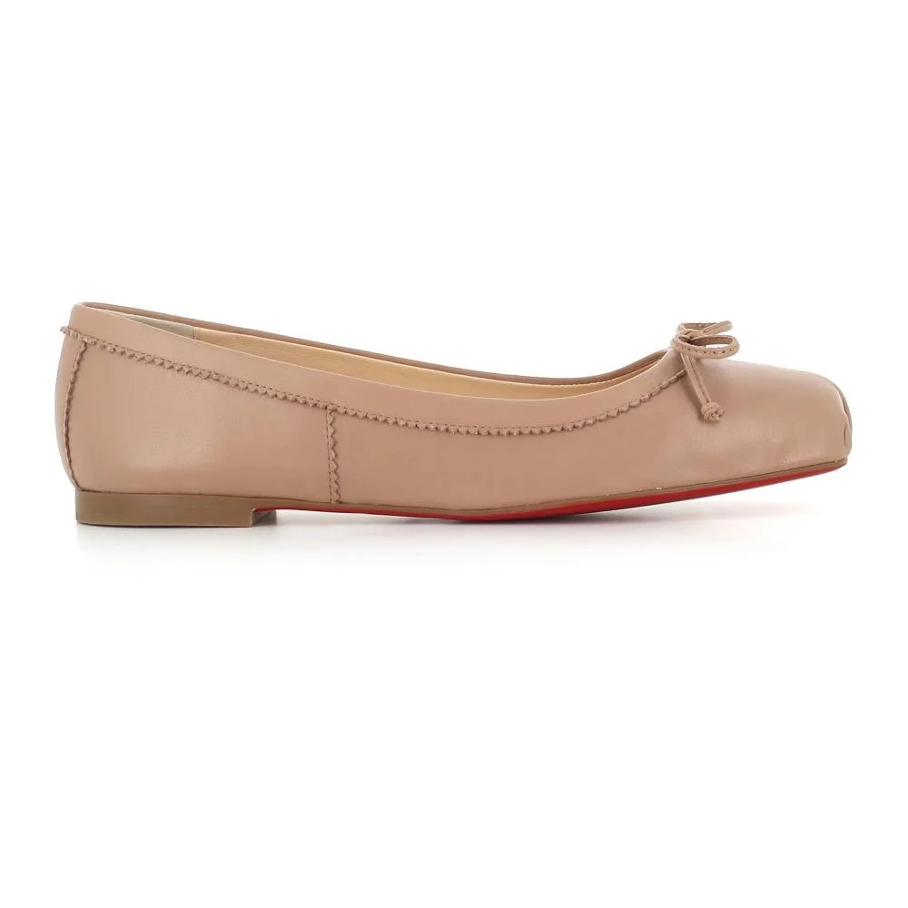 Nude Leather Ballerina Flats