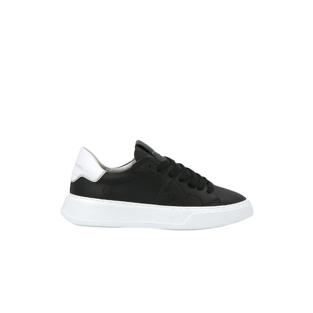 Black Temple Sneakers with White Sole