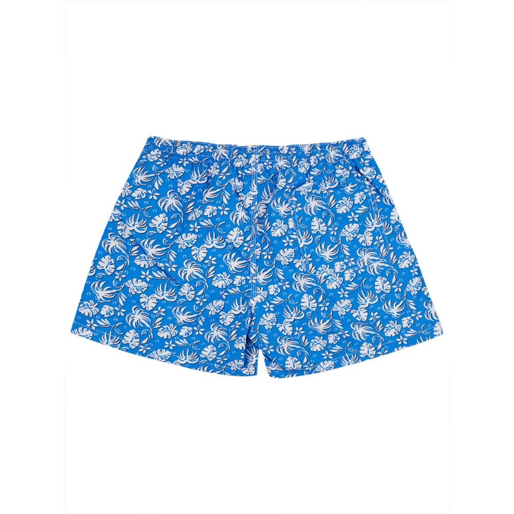 Blue Leaf Print Boxer Shorts