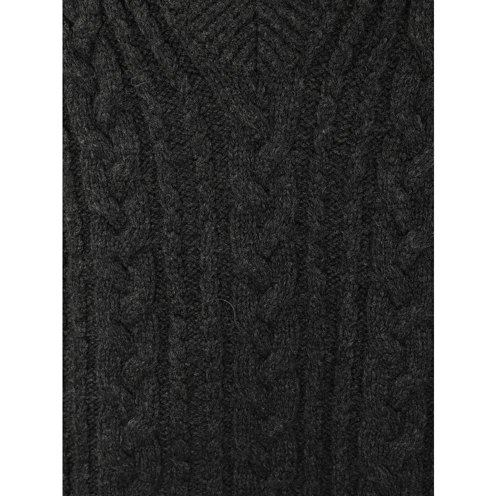 Maxi virgin wool V-neck sweater