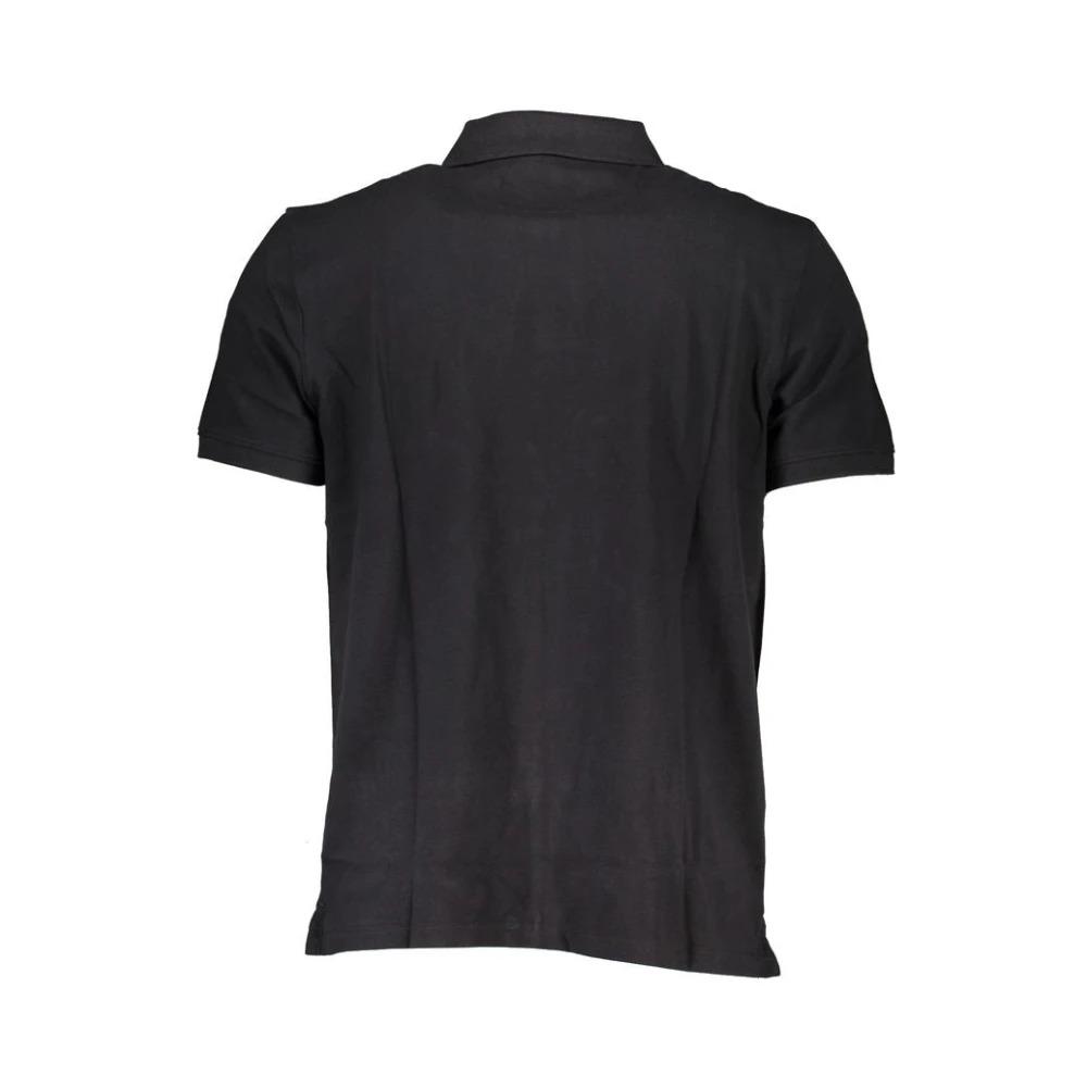 Black Cotton Polo Shirt with Short Sleeves