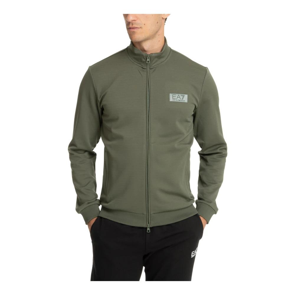 Plain Zip-Up Sweatshirt with Logo Pockets