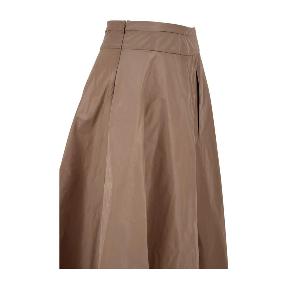 Camel Skirts with Side Zipper and Front/Back Pockets