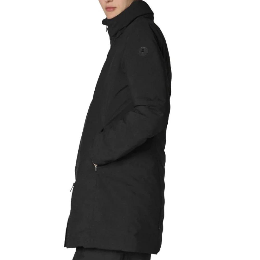 Black Hooded Water-Resistant Zip Coat