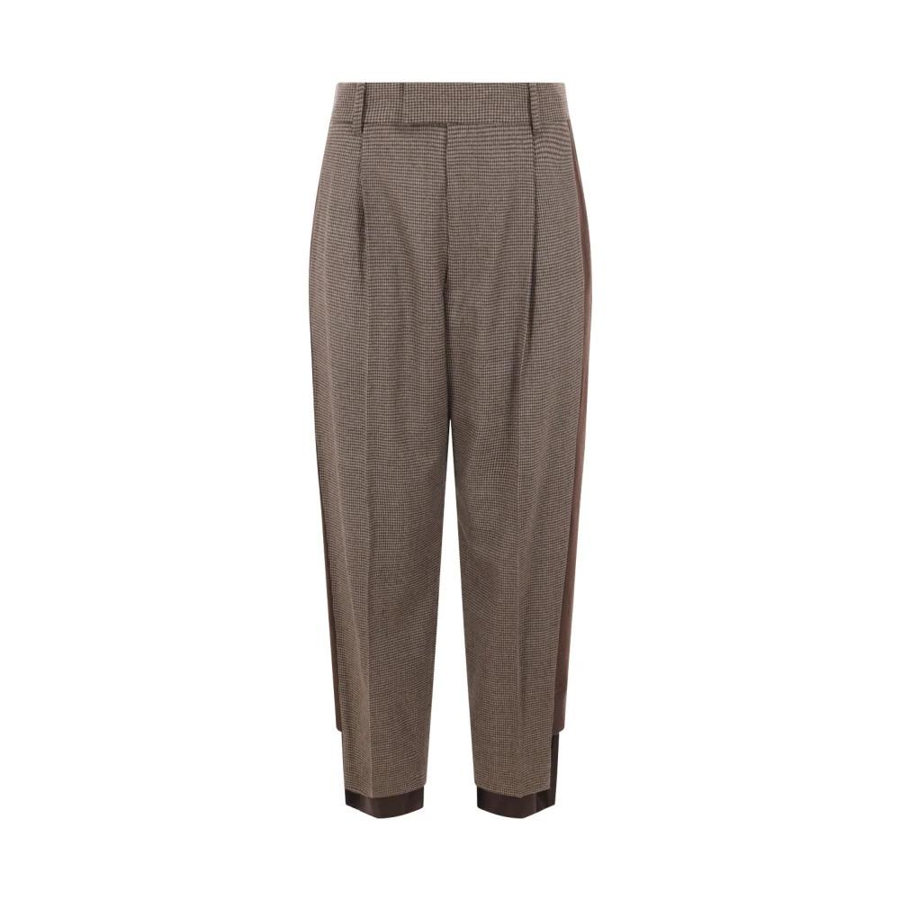 Brown Wool Houndstooth Trousers