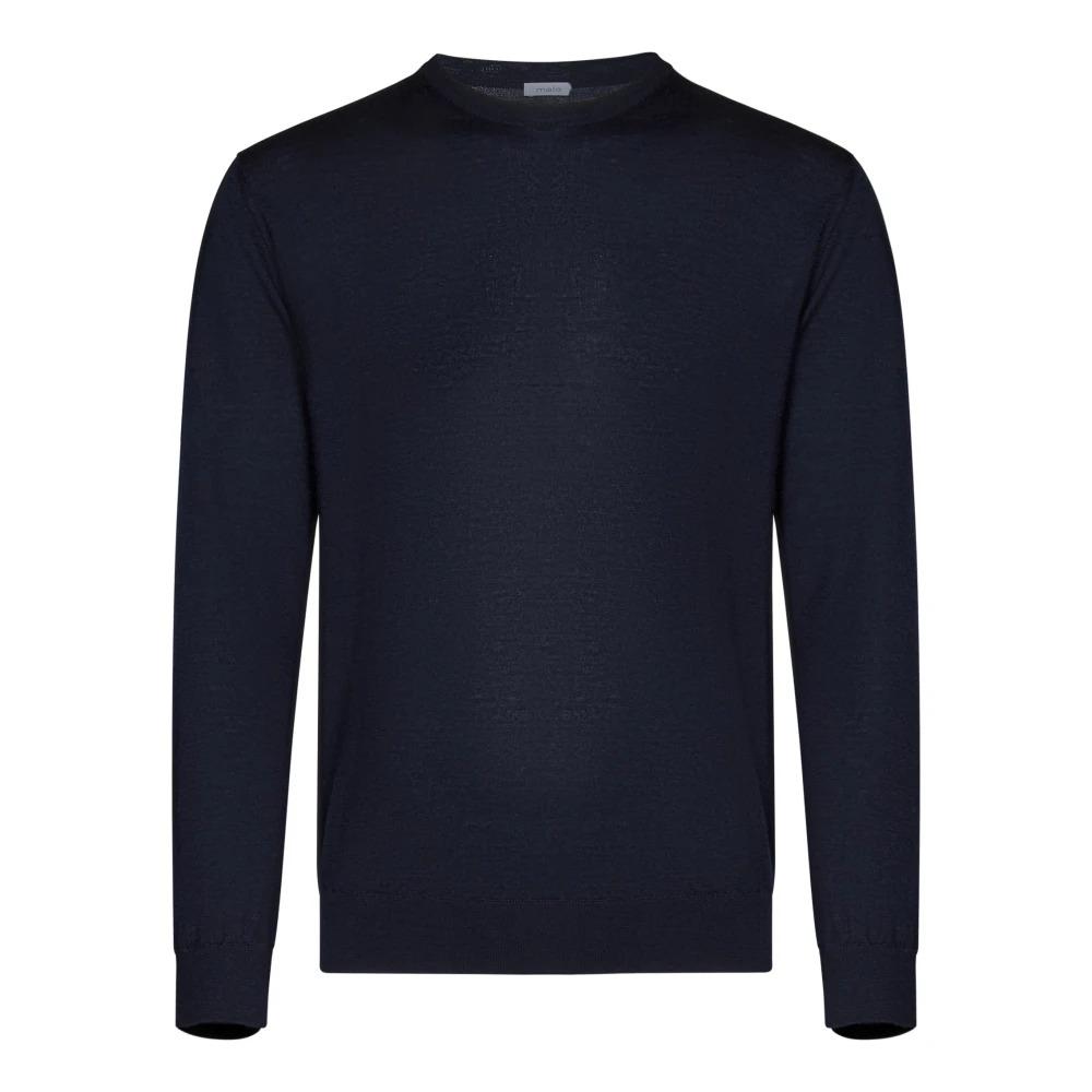 Blue Crewneck Cashmere Silk Sweater