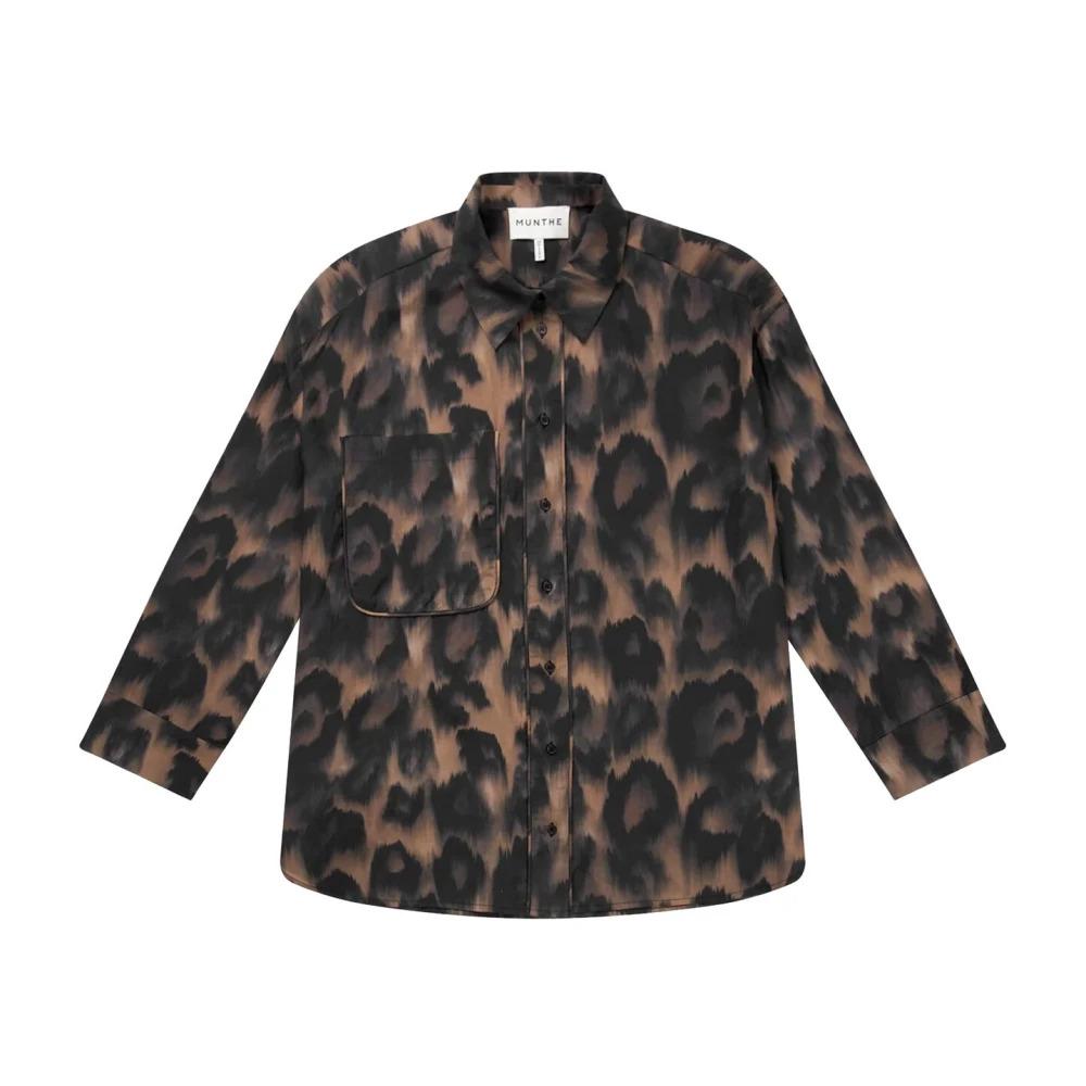 Brown Oversized Shirt with Print