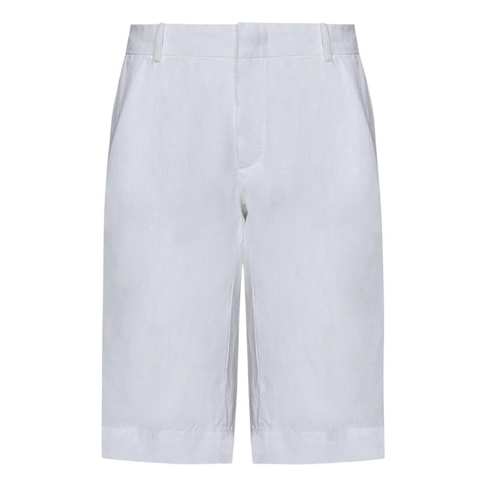 White Linen Trousers with Hidden Closure