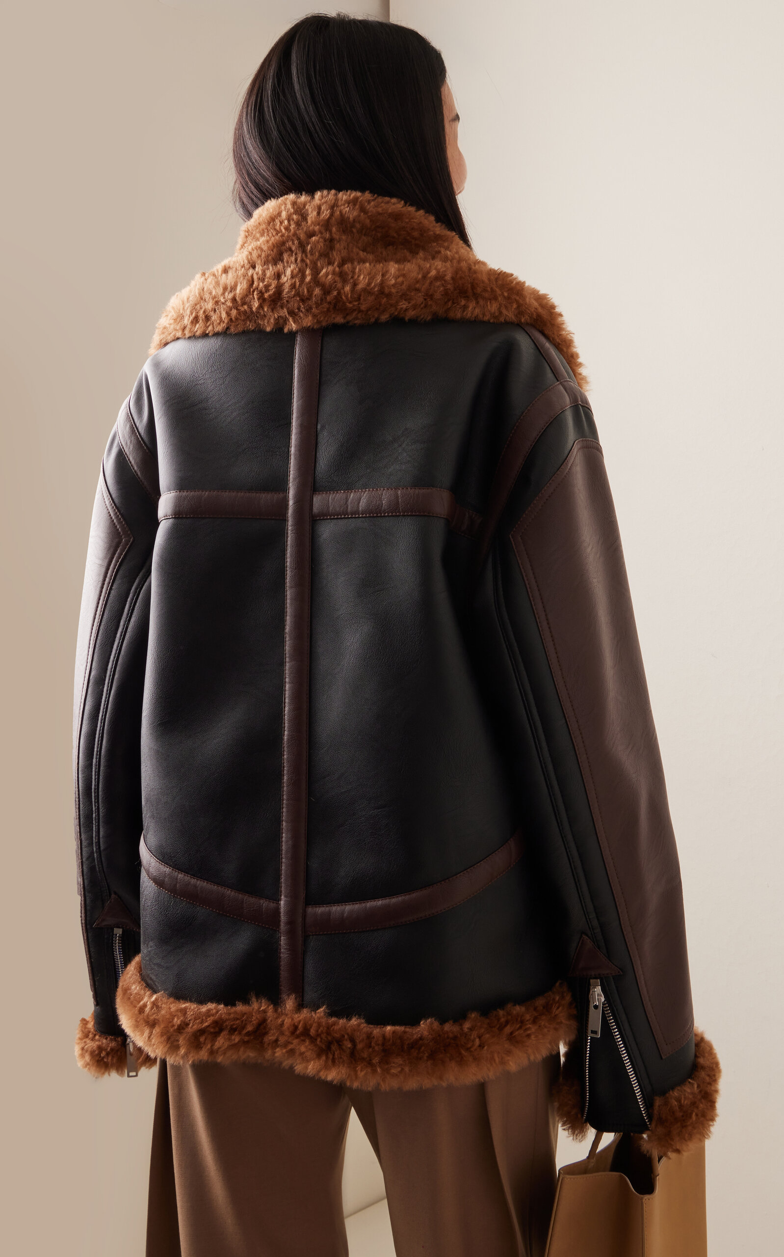 Oversized Eco-Leather Aviator Jacket