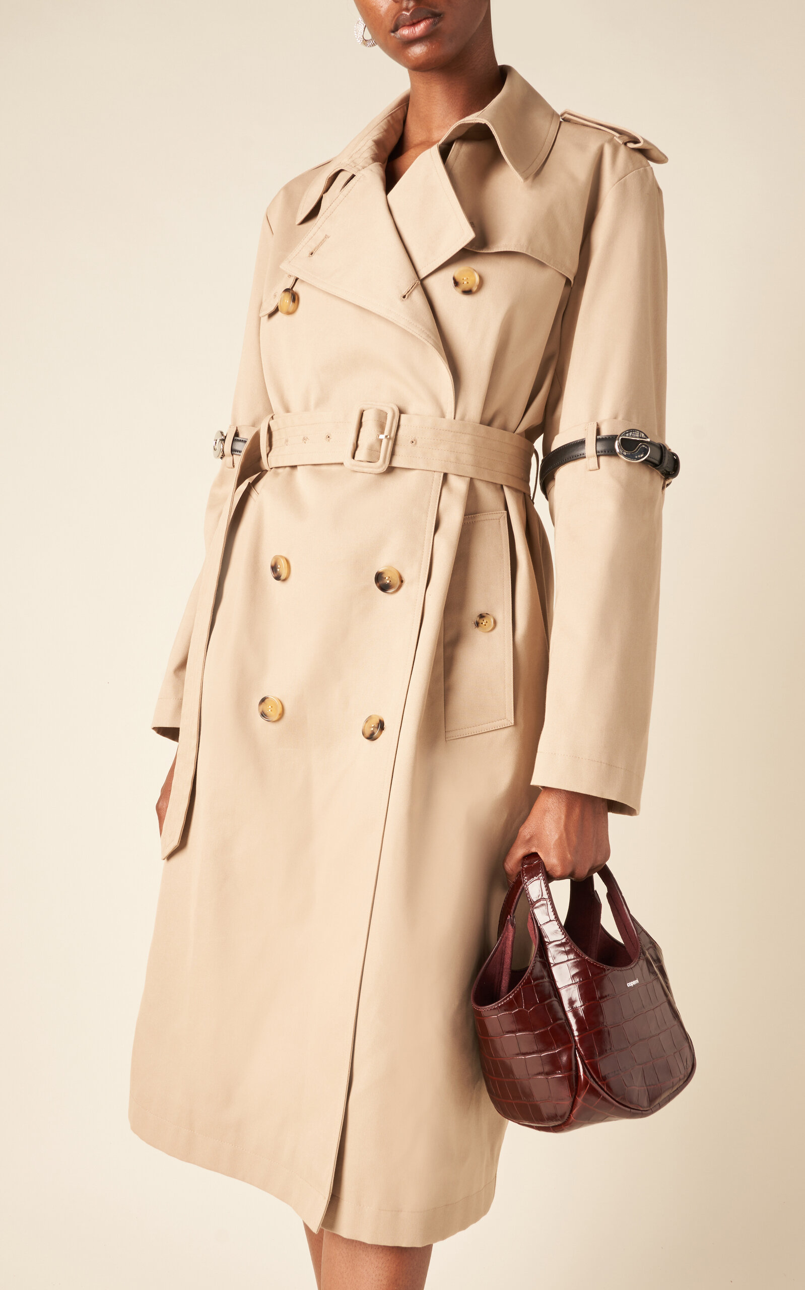 Buckle-Trimmed Trench Coat 