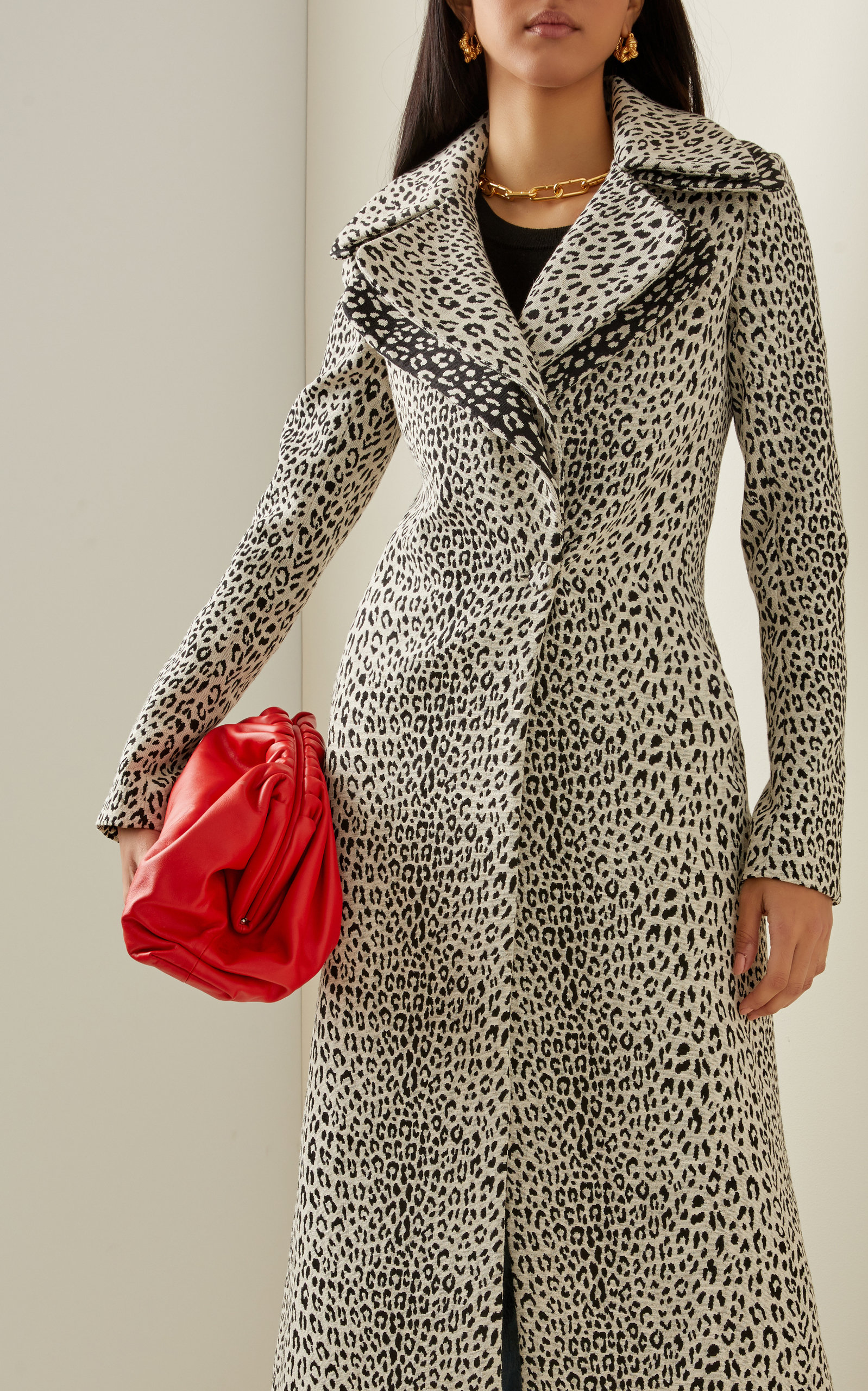 Leopard Jacquard Long Coat 