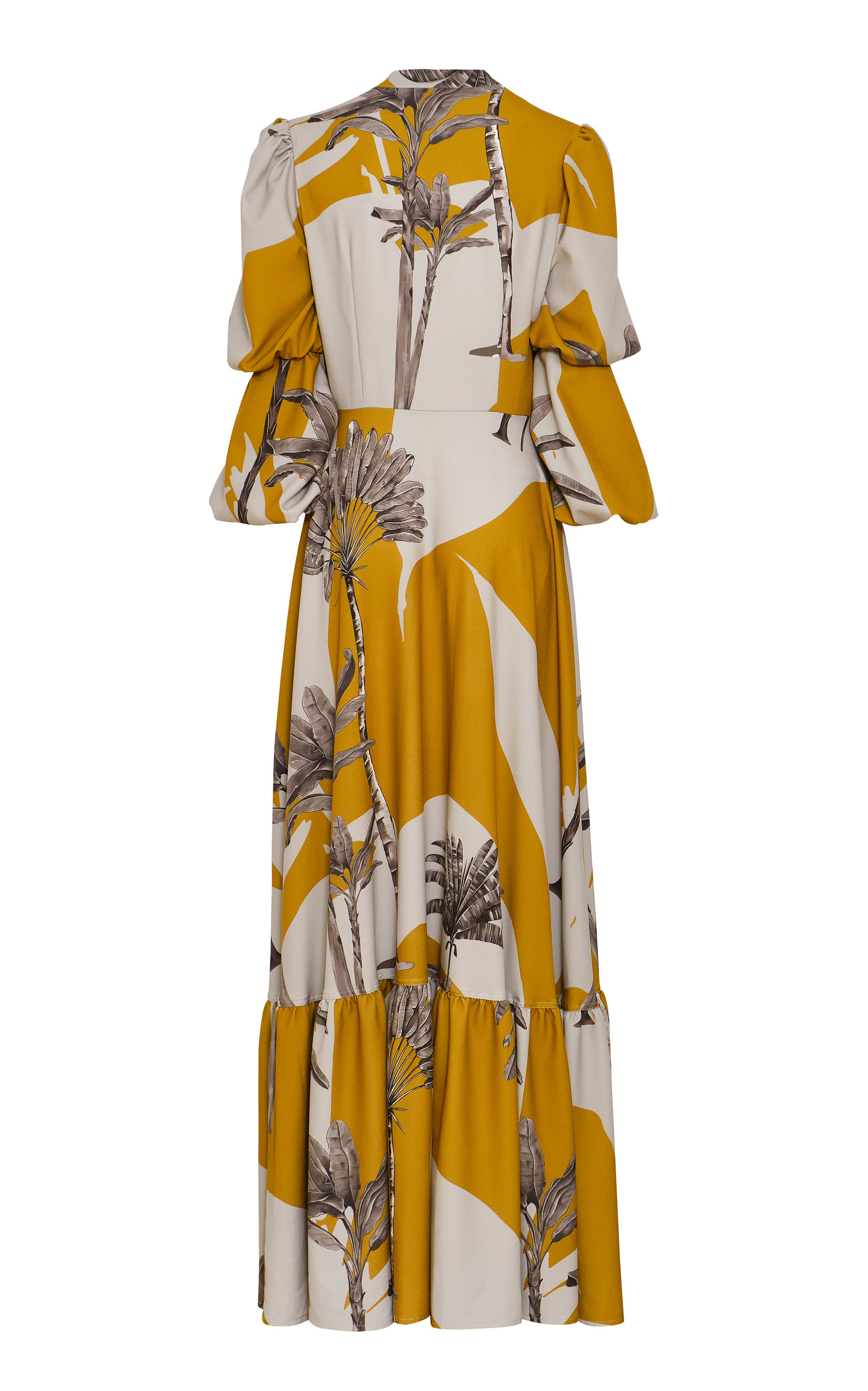 Taparal Printed Puff-Sleeve Crepe Maxi Dress