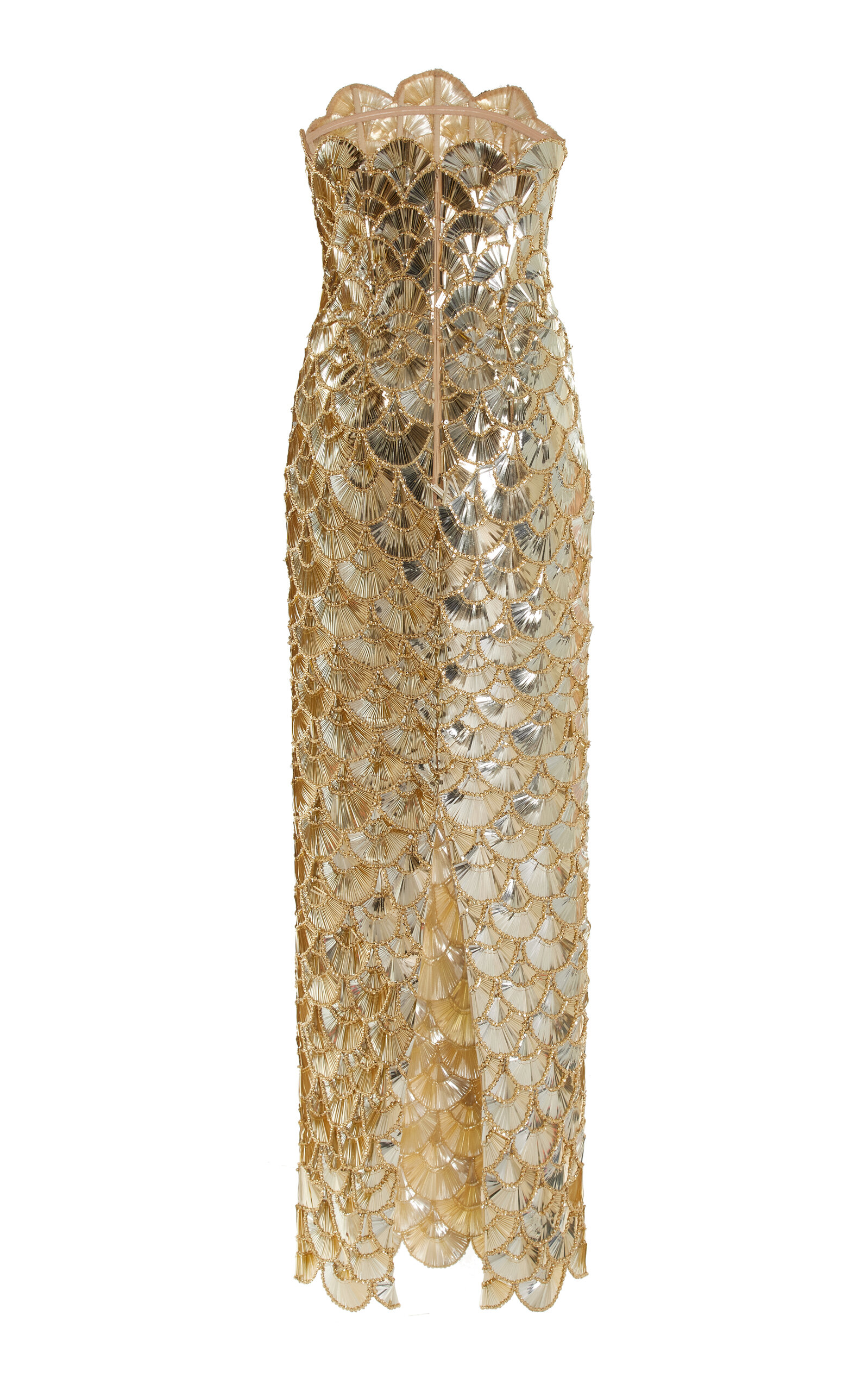 Scalloped Sequin Column Gown