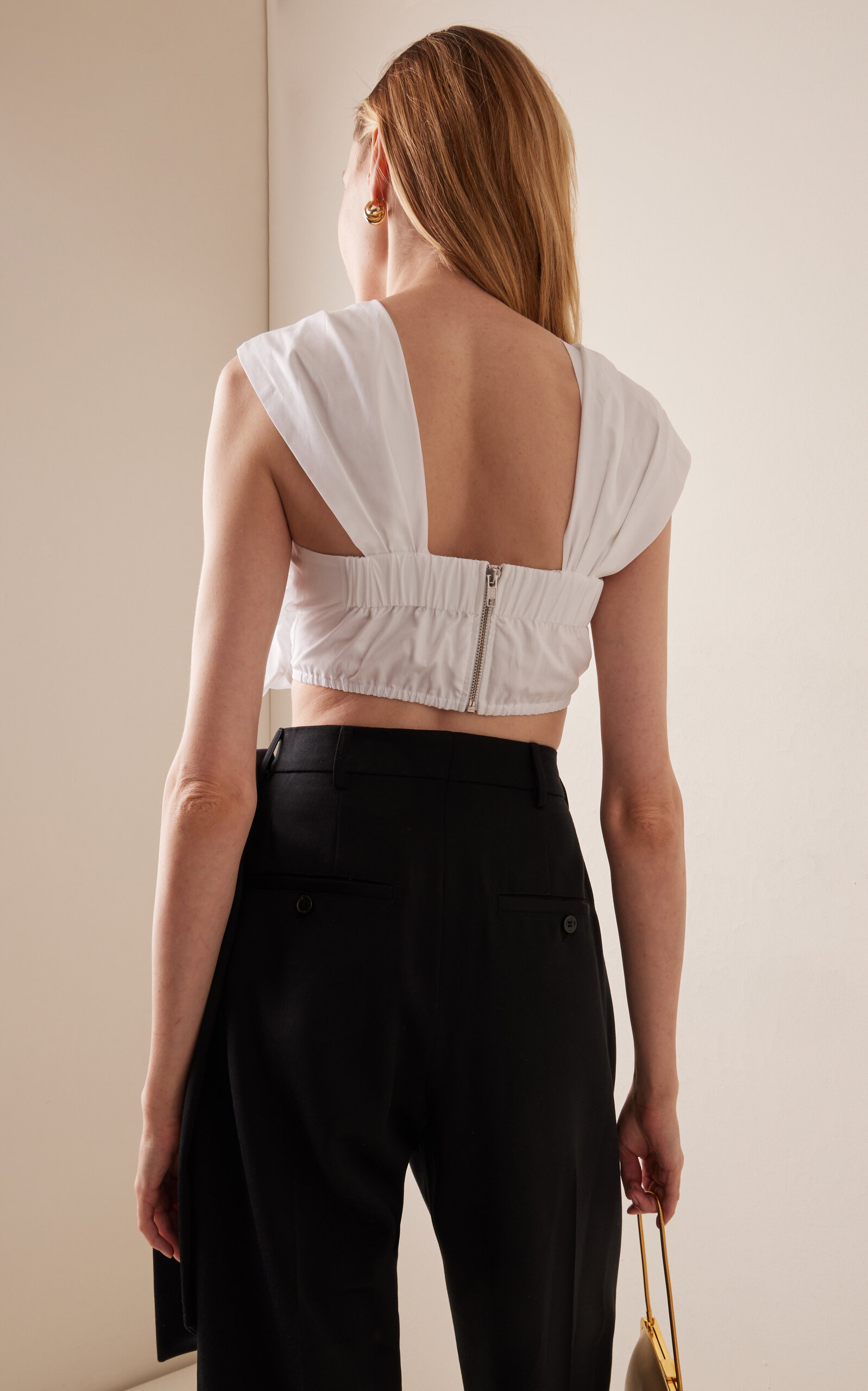 Rosette-Detailed Cotton Poplin Crop Top