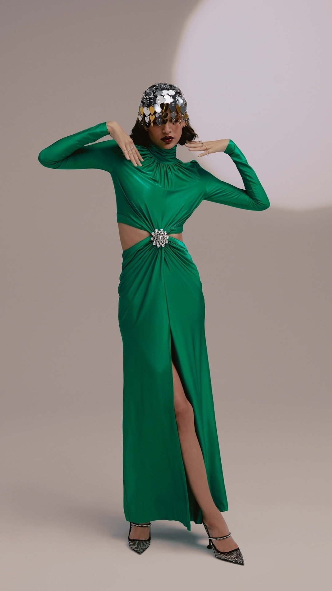 Bejeweled Jersey Gown