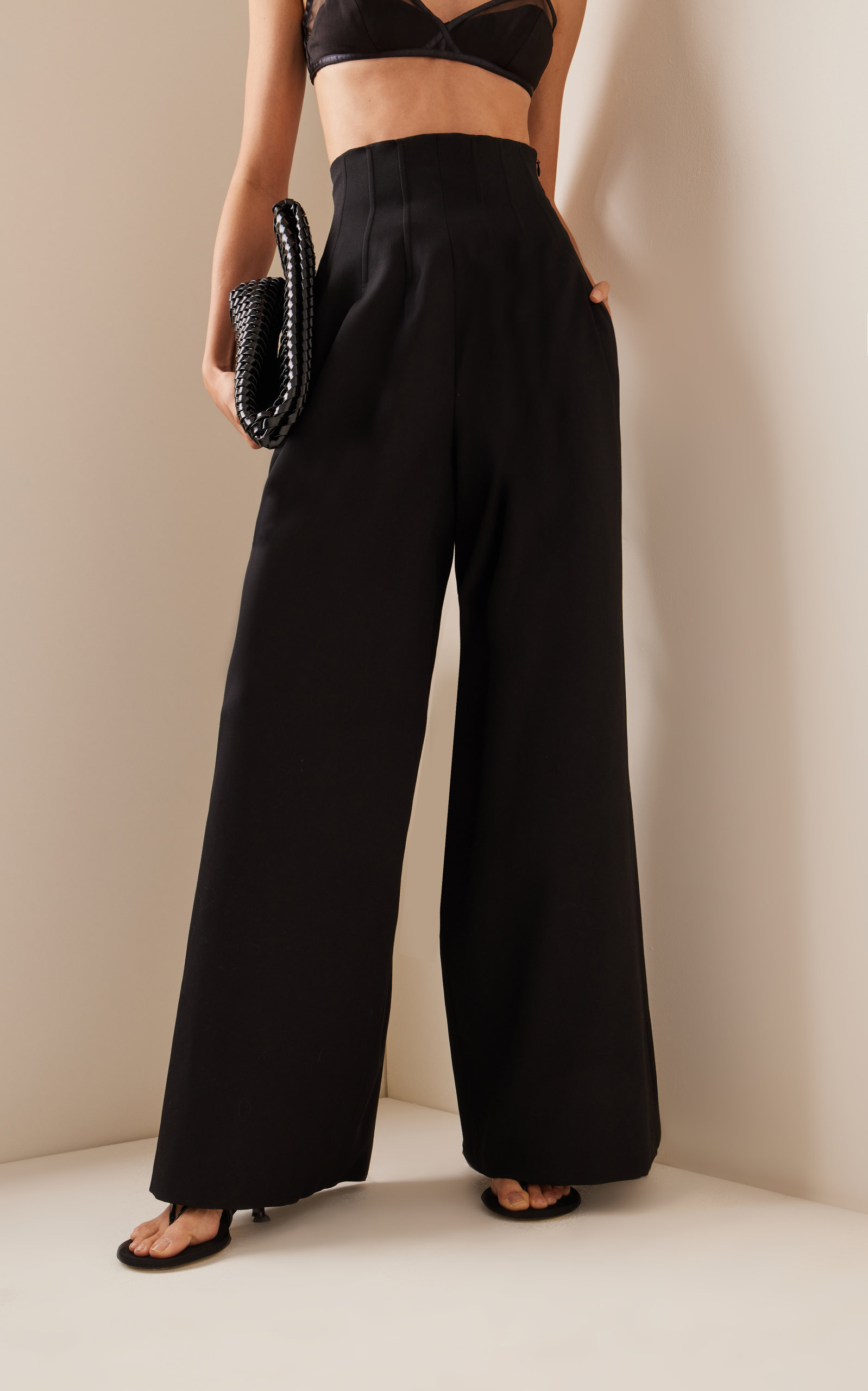 High-Waisted Wool Wide-Leg Pants