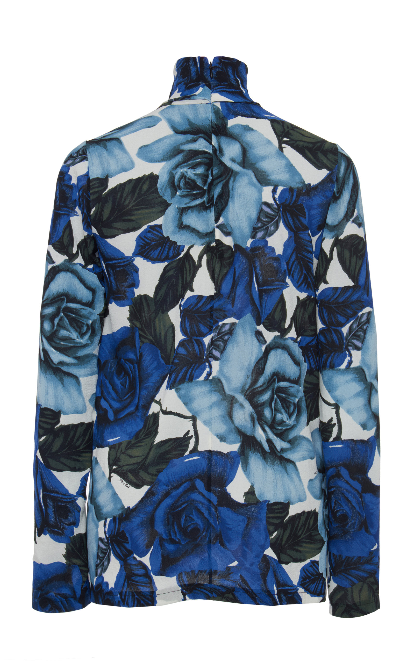 Floral-Print Georgette Turtleneck Top